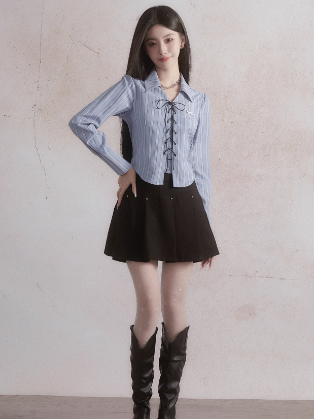 Striped Lace Up Shirt ARCANA ARCHIVE