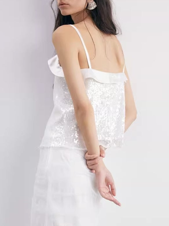 Shimmering Sequined Cuffed Camisole