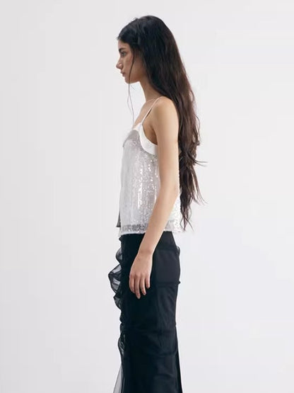 Shimmering Sequined Cuffed Camisole