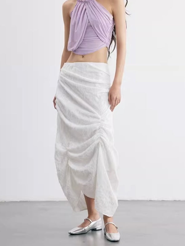 Embroidered Beaded Sequined Irregular Drape Skirt