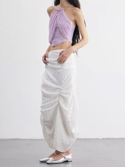 Embroidered Beaded Sequined Irregular Drape Skirt