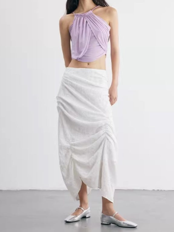 Embroidered Beaded Sequined Irregular Drape Skirt