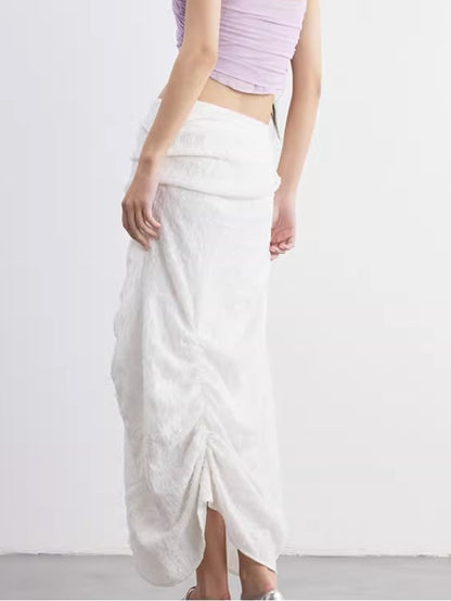 Embroidered Beaded Sequined Irregular Drape Skirt