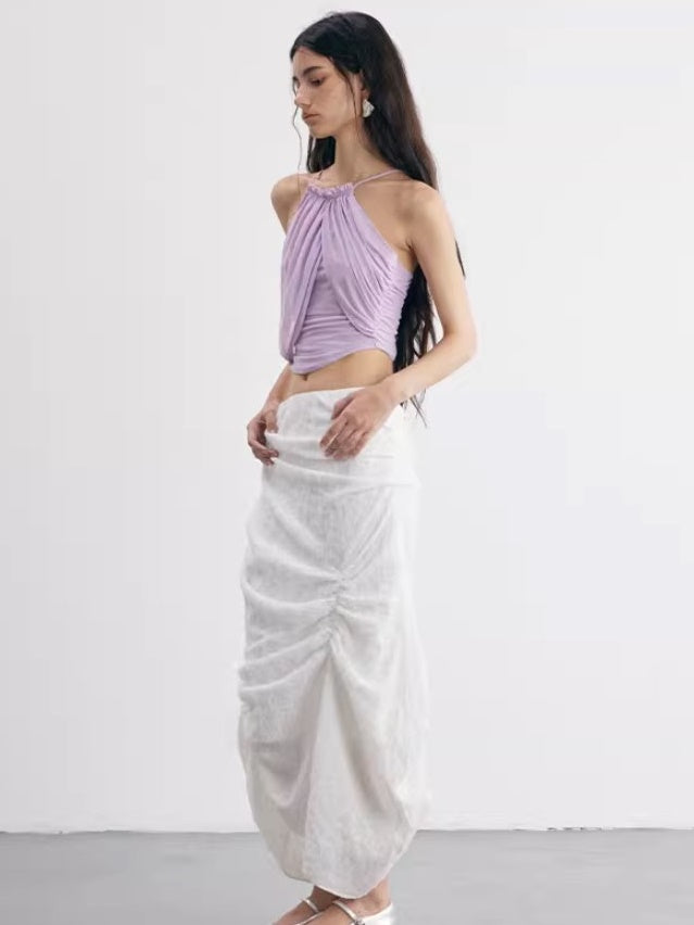 Soft Mesh Irregular Gathering Stitching Camisole