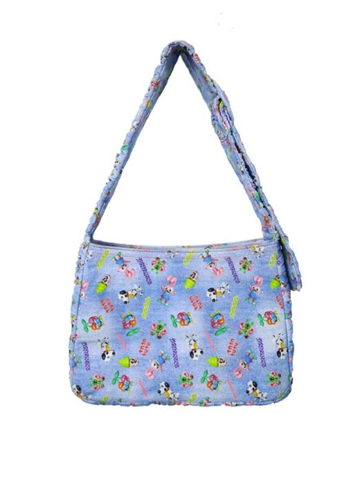 Denim Print 3d Small Animal Underarm Bag