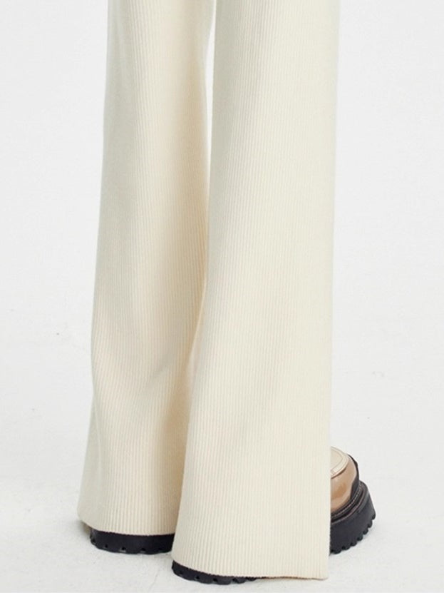 Front Slit Wavy Petal Knitted Pants