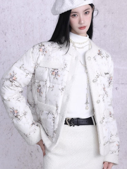 Rose Quilting Warm No-Collar Jackets