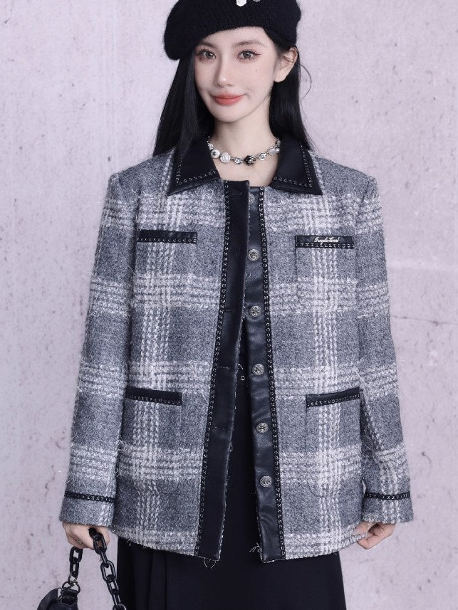 Elegancene Small Fragrance Plaid Jacket