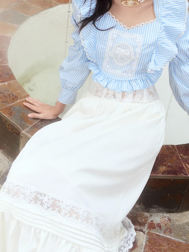 Flounce Lace Design Long Skirt