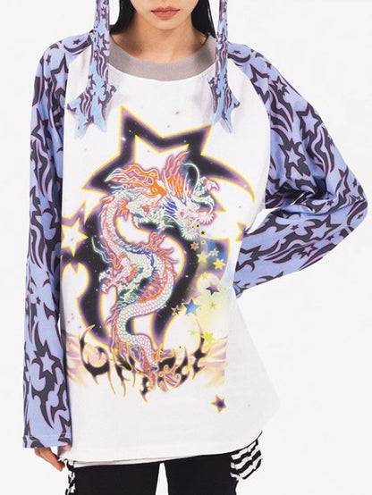 T-shirt à manches Raglan imprimé dragon