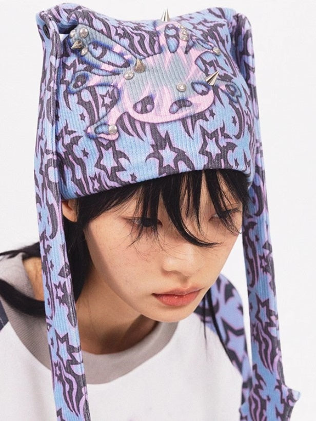 Rabbit Skull Printed Knitted Hat