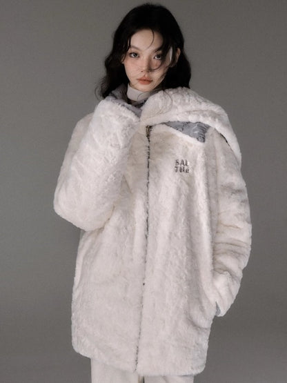 Veste en peluche réversible en col