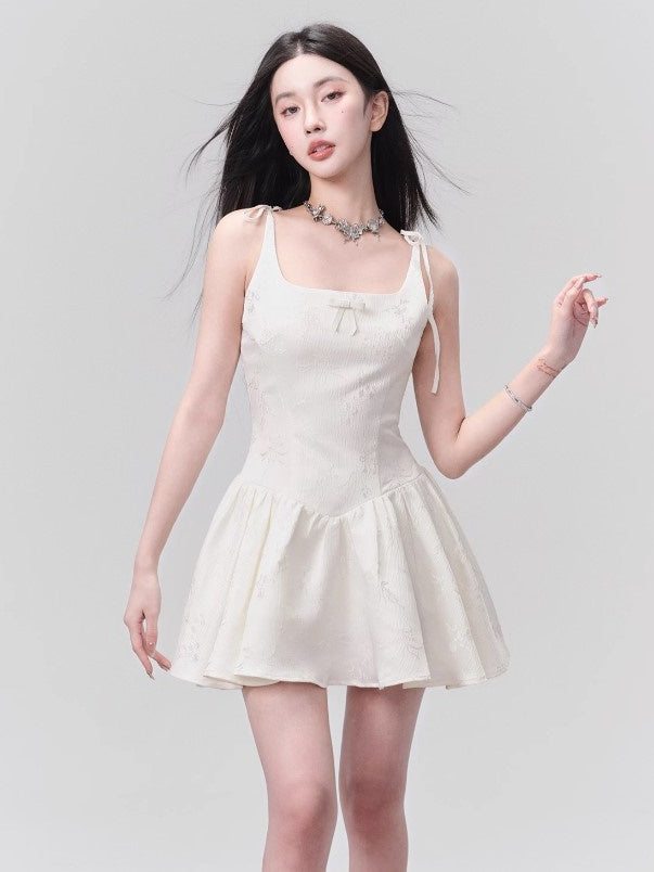 Bow Jacquard Princess Tutu Slip Dress