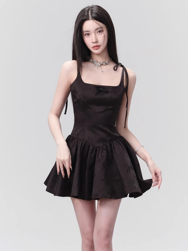 Bow Jacquard Princess Tutu Slip Dress