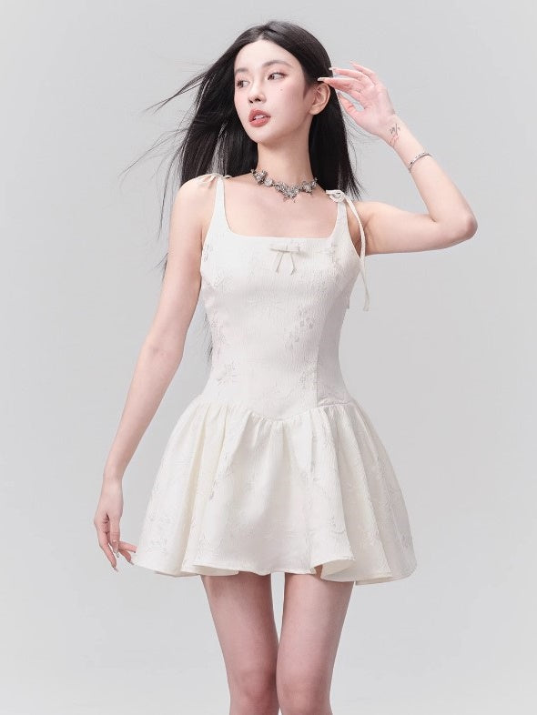 Bow Jacquard Princess Tutu Slip Dress