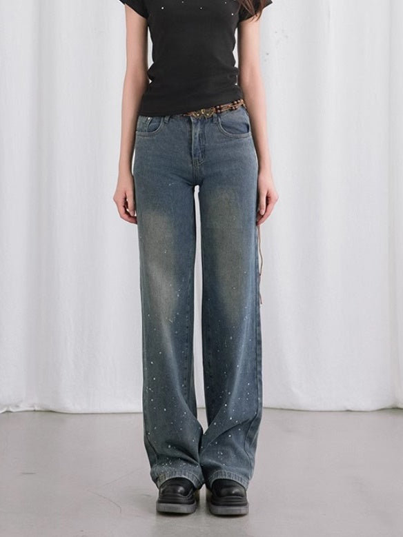 Broken High-waisted Straight Jeans