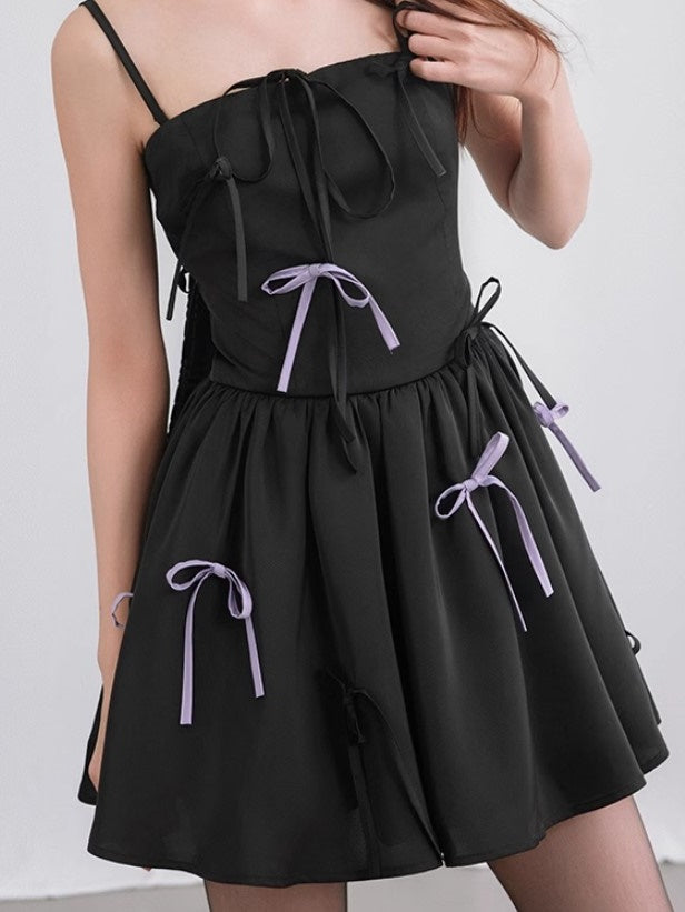 Bow Romantic Suspender Gather Dress