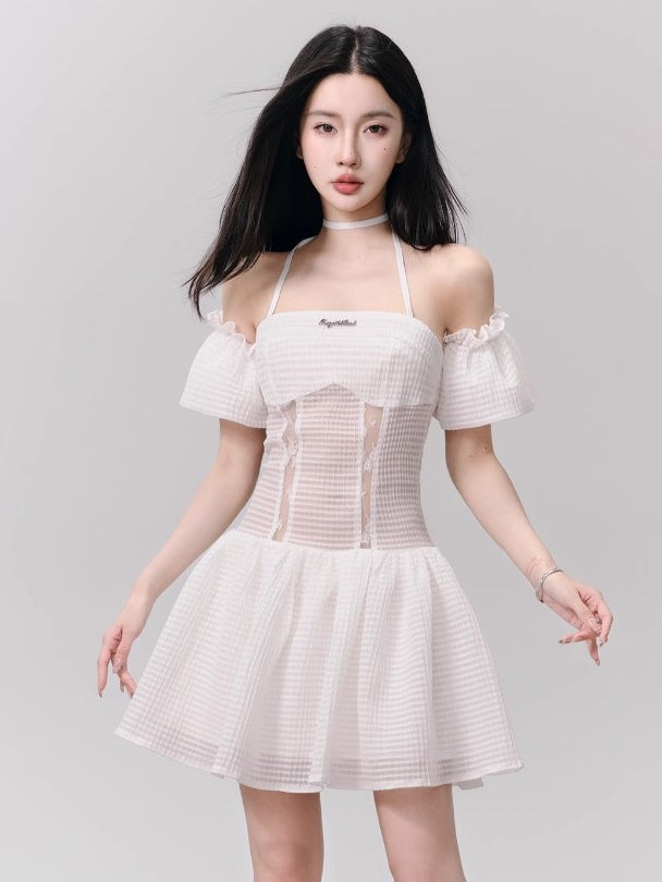 Hollow Splicing Off Shoulder Tutu Dress