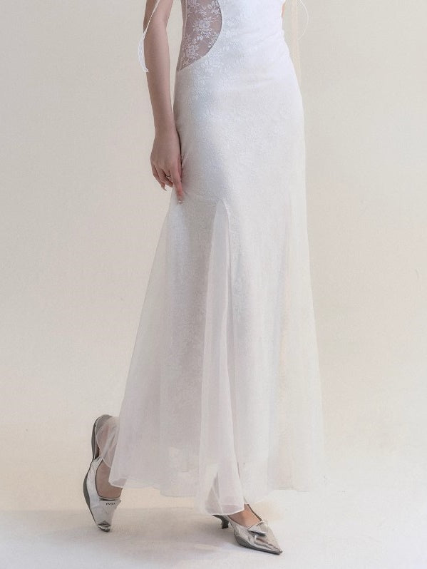 Lace Hollow Sleeveless Mermaid Long Dress