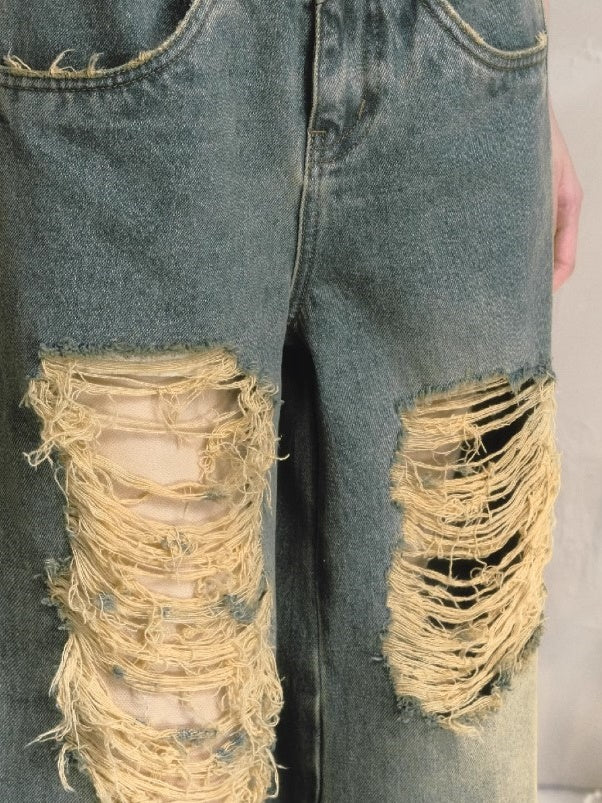 Loose Ripped Wide Leg High Waist Jeans