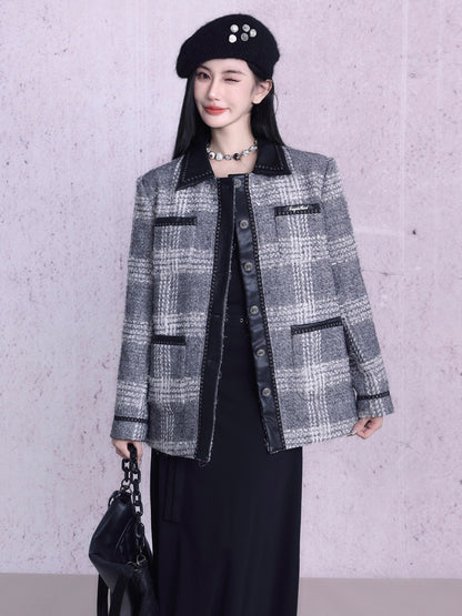 Elegancene Small Fragrance Plaid Jacket