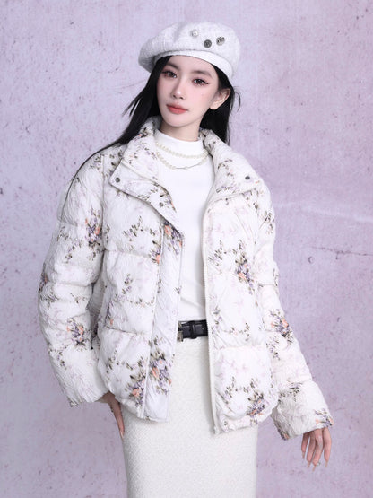 Rose High Collar Quilting Warm Jacket