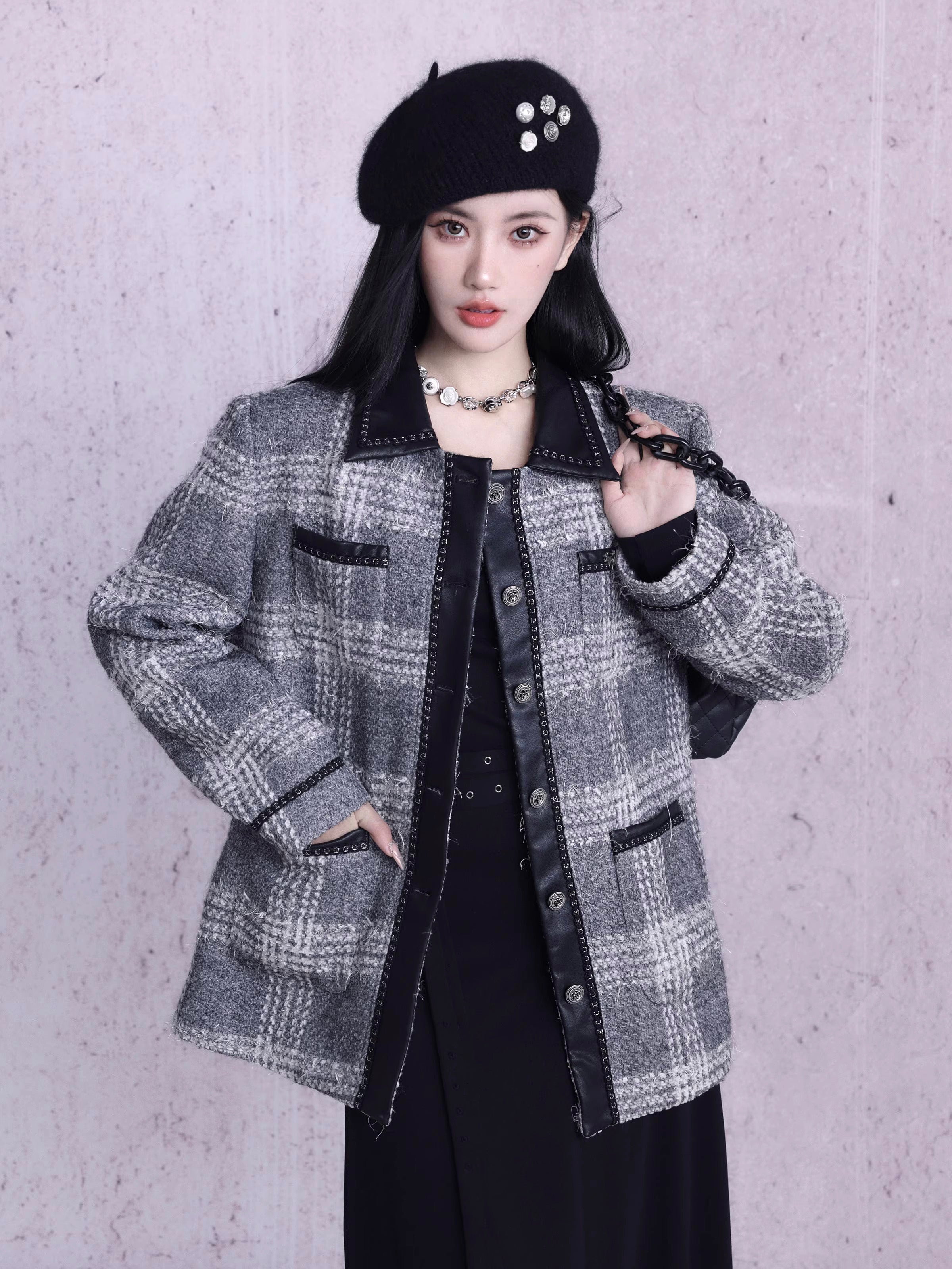 Elegancene Small Fragrance Plaid Jacket