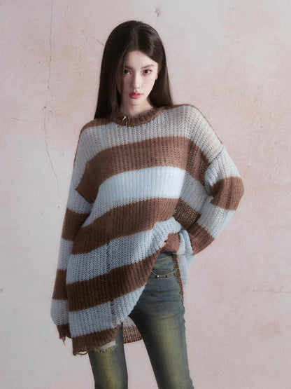 Lazy Ripped Hole Border Sweater