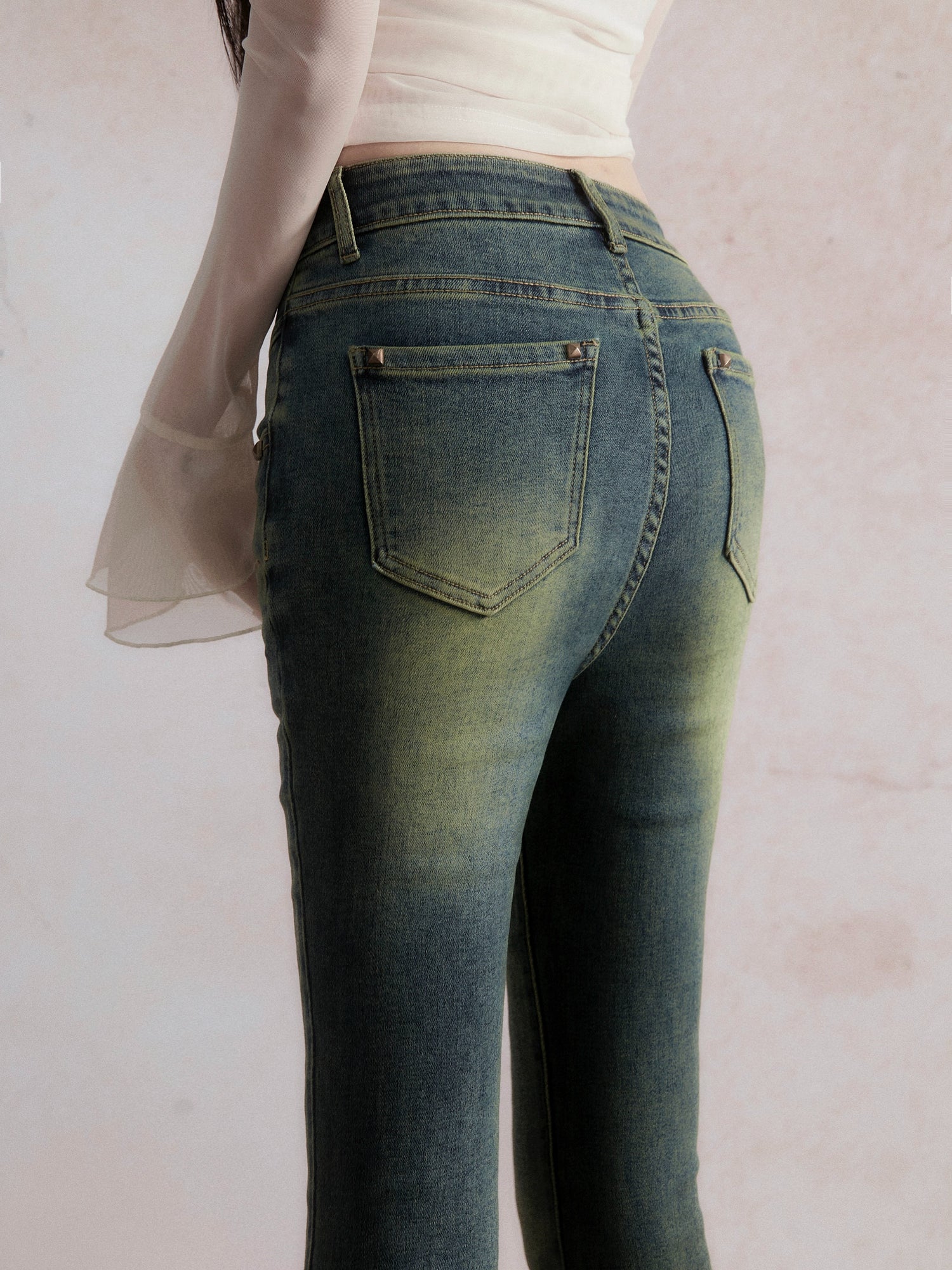 Retro Ripped Flared Jeans