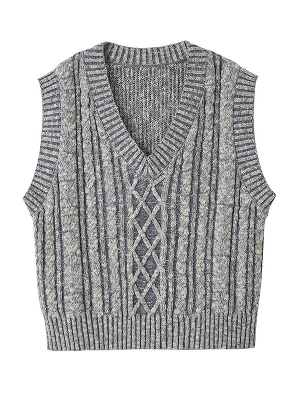 Gilet en tricot en V Cable en V