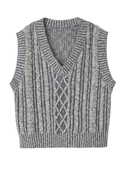 Gilet en tricot en V Cable en V