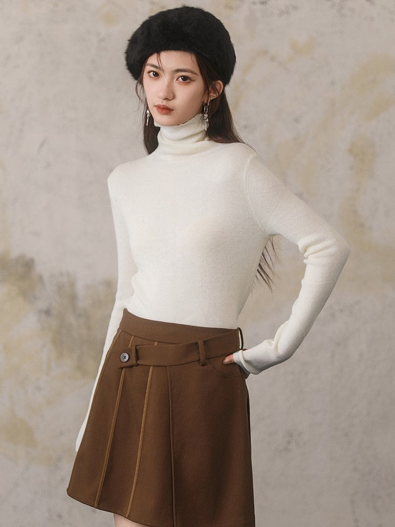 Solid Color Turtleneck Sweater