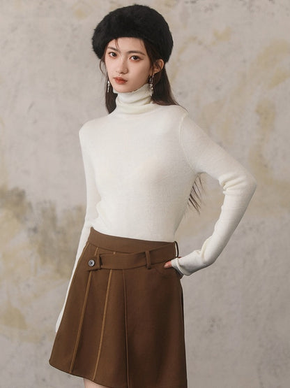 Solid Color Turtleneck Sweater