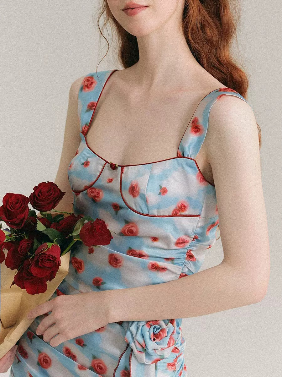 Painted Rose Floral Camisole ＆ Drape Skirt