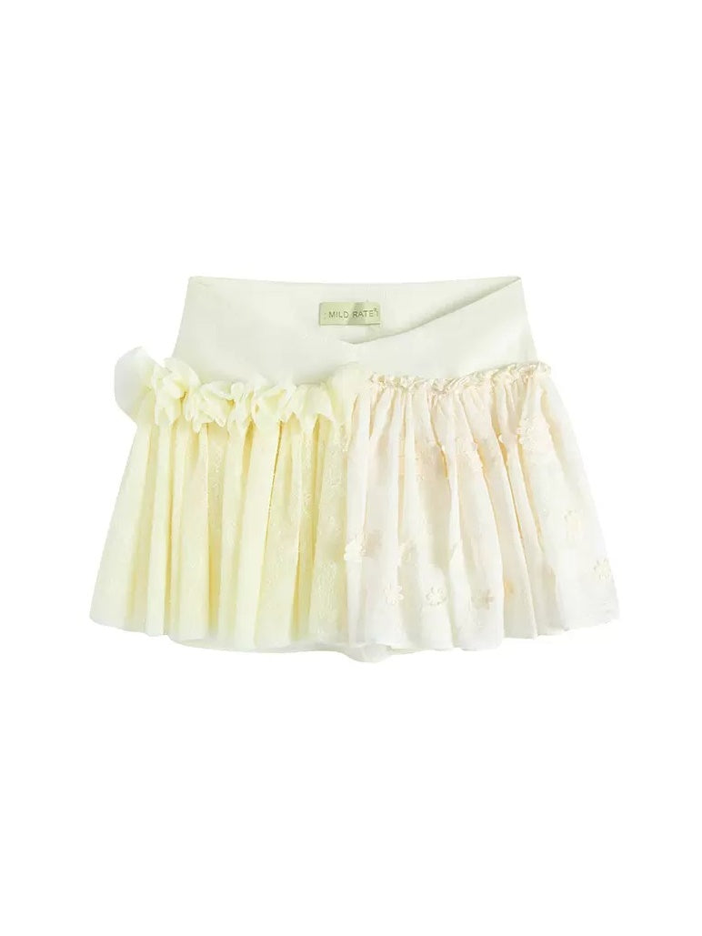 V-Waist Embroidered Lace Splicing Tutu Skirt