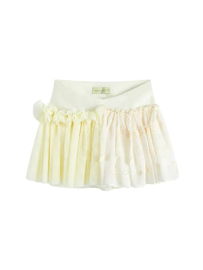 V-Waist Embroidered Lace Splicing Tutu Skirt