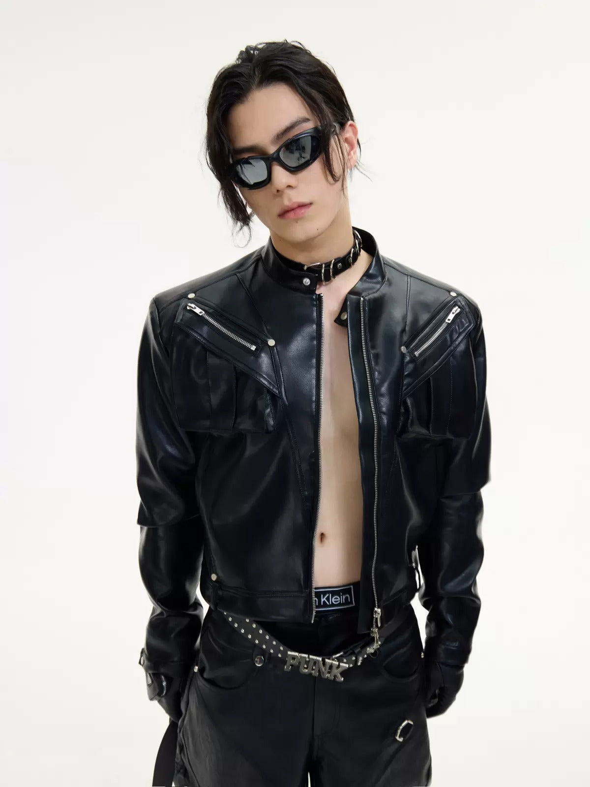 peoplestyle Collar Short Leather Jacket