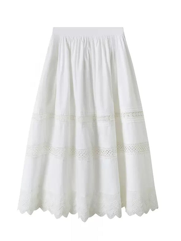 Girly Lace Splicing Long Skirt