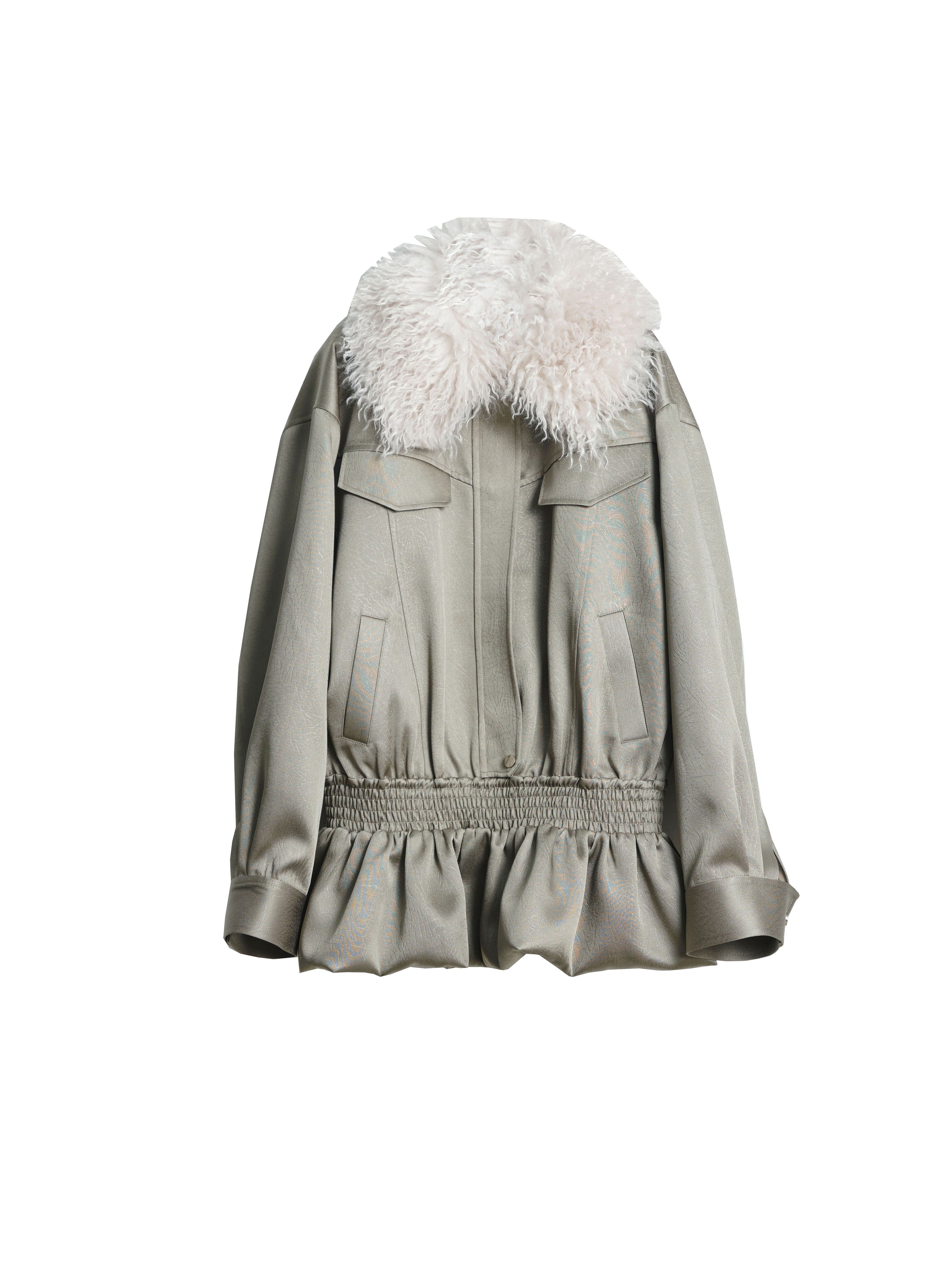 Furlarjacke mit Rüschensaum Gloss gesteppt