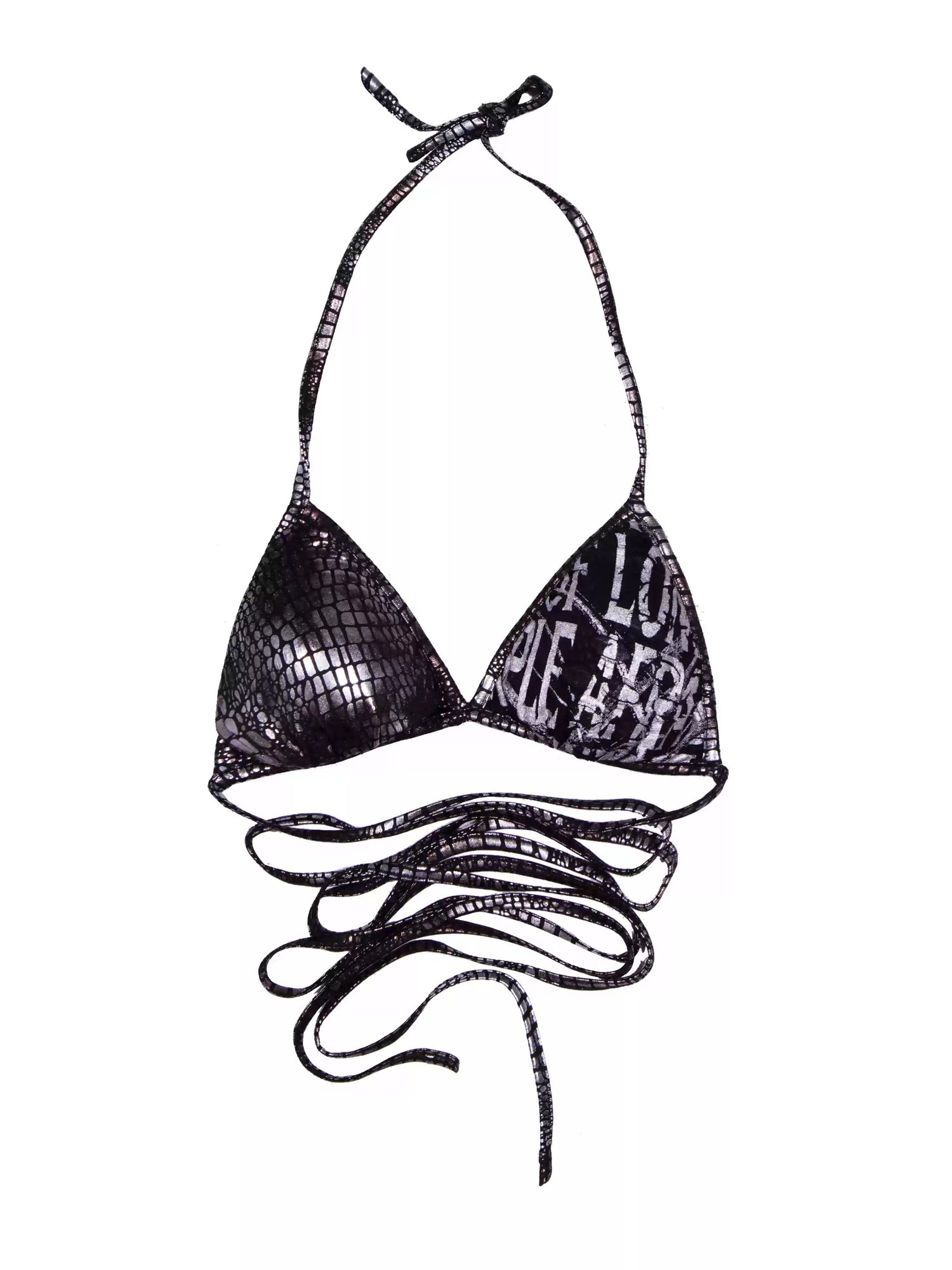 Asymmetric Printed Strappy Bikini