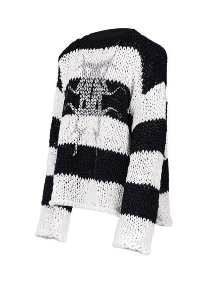 Border Detachable Shoulder Pad Silhouette Sweater