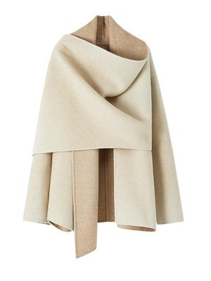 Large Scarf Mid-Length Gradient Double-sided Jacket