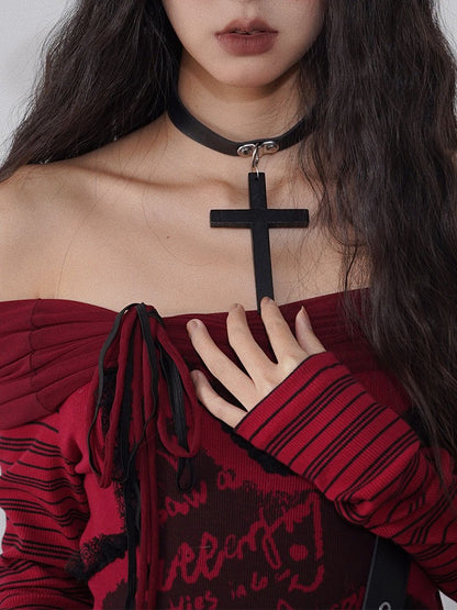 Punk Big Cross Choker