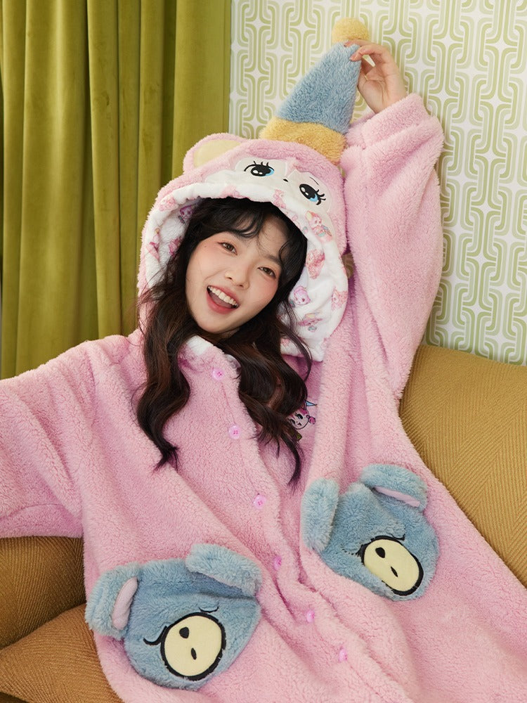 BoA Hooded Long One-piece Pajamas