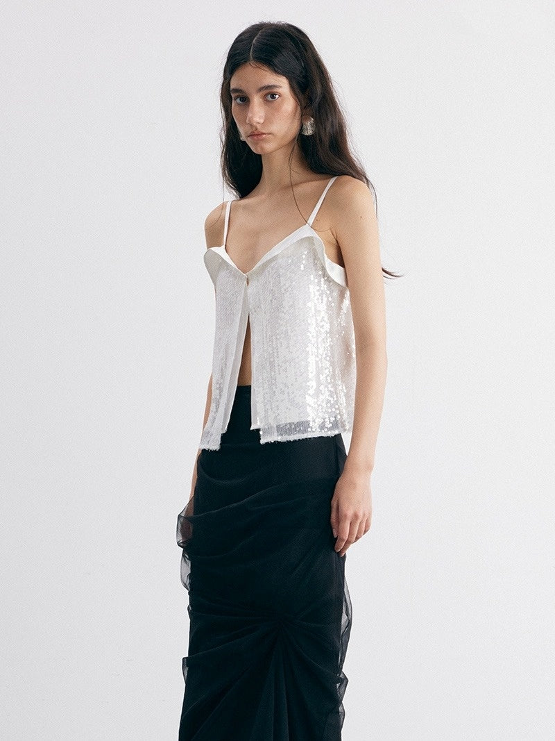 Schimmernde Camisole mit Pailled Mange