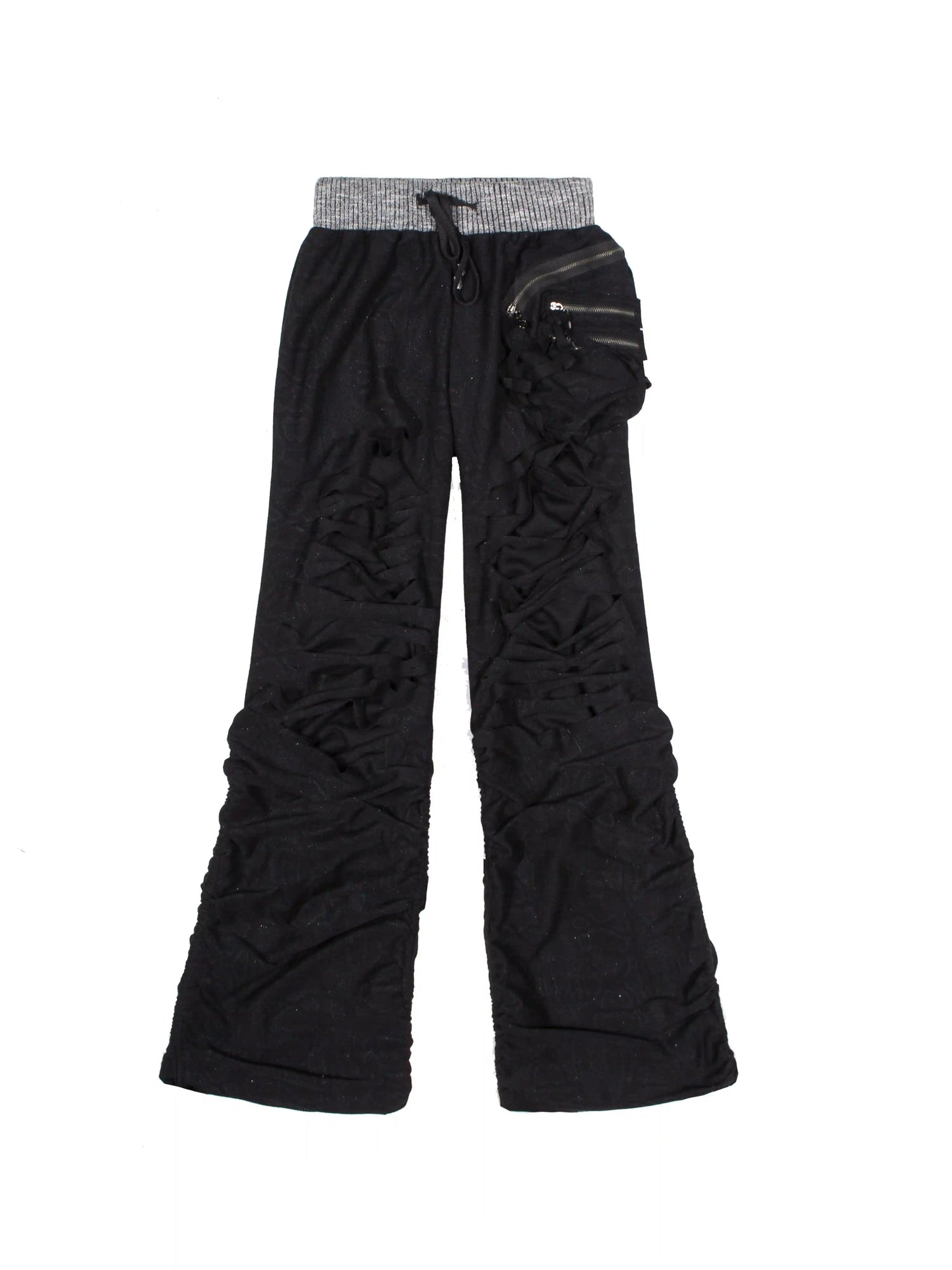 Hollow Holes Lace-Up High Waist Sweat Pants