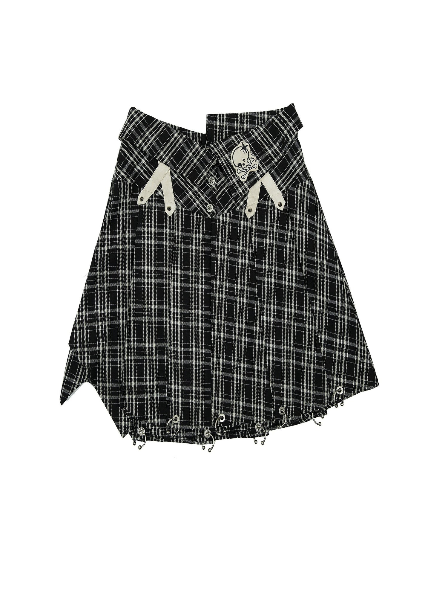 Plaid Irregular Pleated Skirt