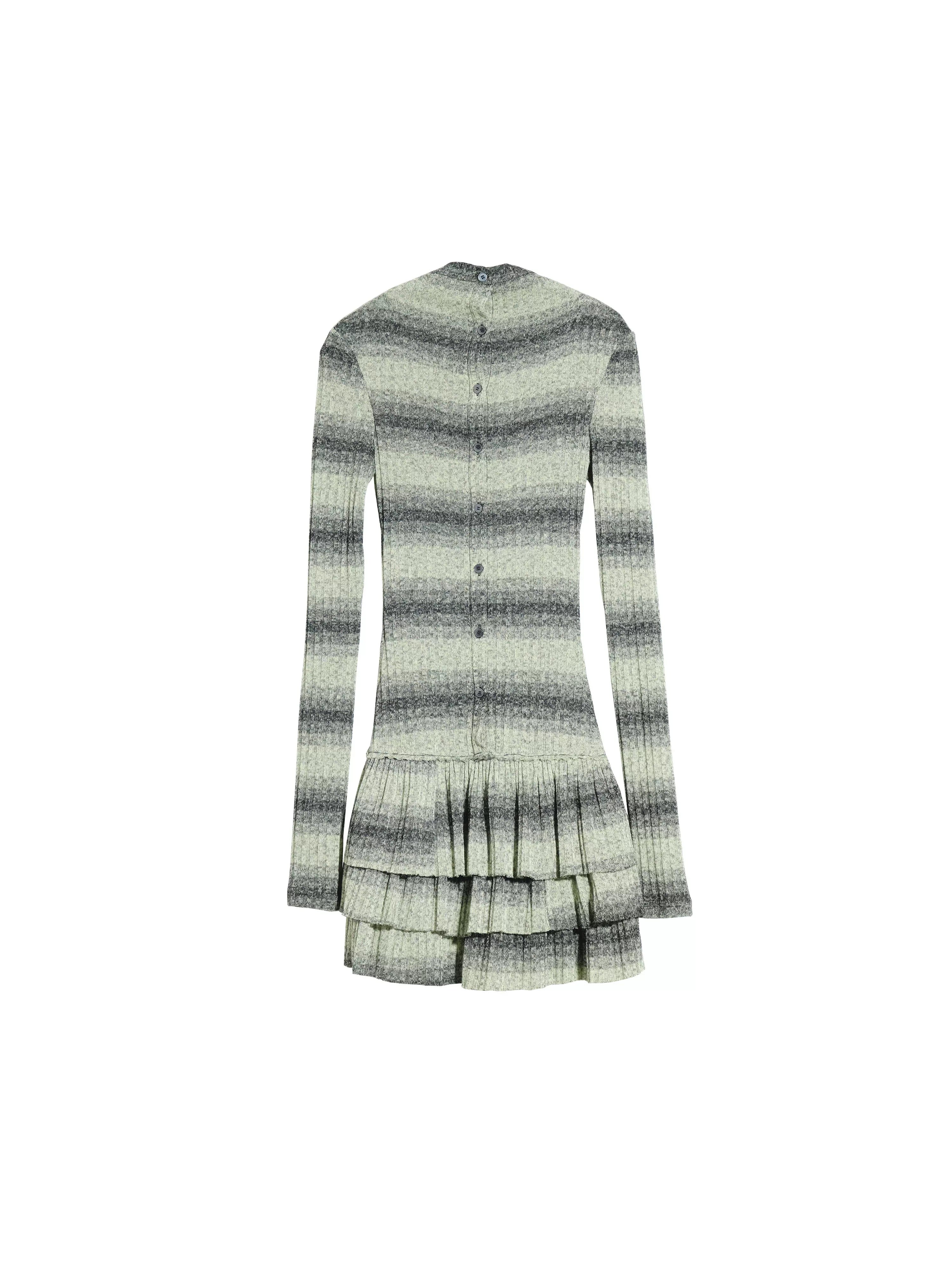 Fake Two-piece Striped Ruffled Knitted Dress