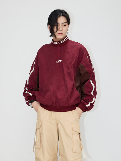 Stand Collar Line Design Pullover Jacket