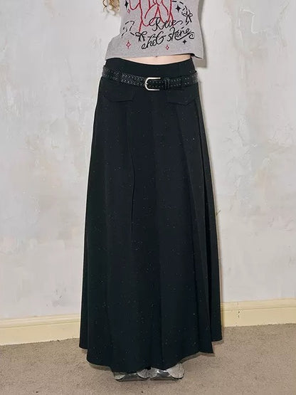 Hot Diamond Design Long Pleated Skirt